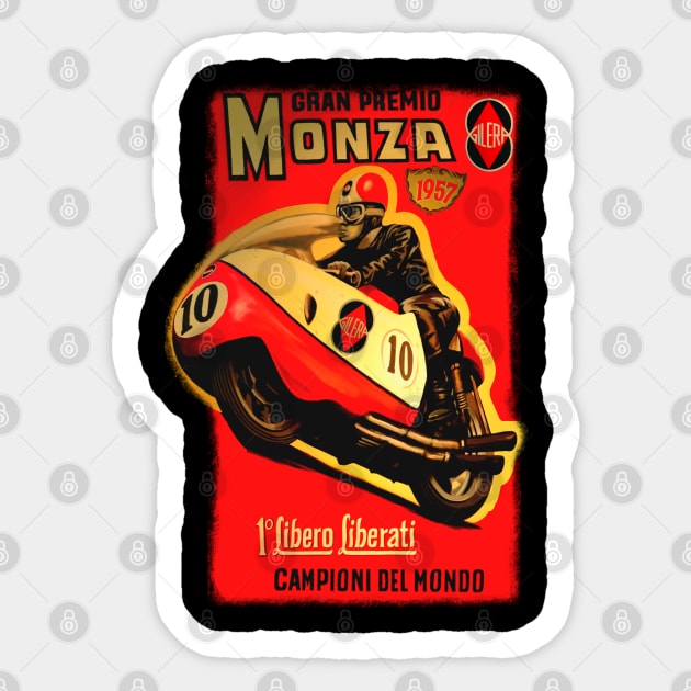 Vintage 1957 Gilera Monza Motorcycle Racer Sticker by MotorManiac